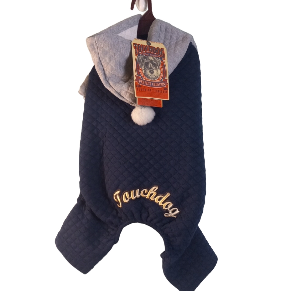 Touchdog blue and gray quilted dog hoodie